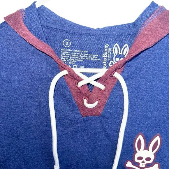 Psycho Bunny Fleece Lace Up Pullover Hoodie Sweatshirt - Picture 2 of 7